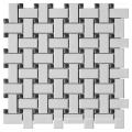 Black Mix White Glazed Basket Weave Porcelain Carrara Mosaic Tile